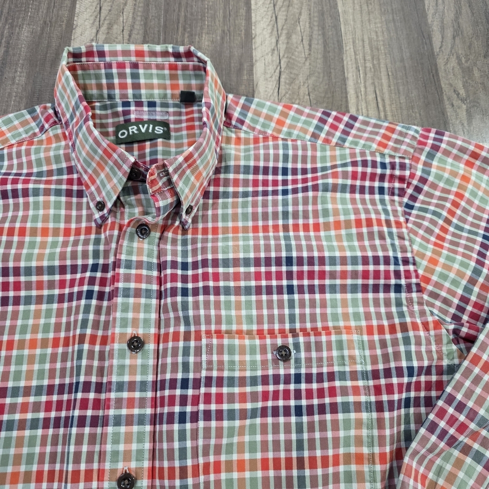 Orvis Signature Twill Vibrant Plaid Soft Long Sleeve Button Down Shirt. XL